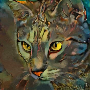 Digital Arts titled "Hanür, cat" by L.Roche, Original Artwork, Acrylic