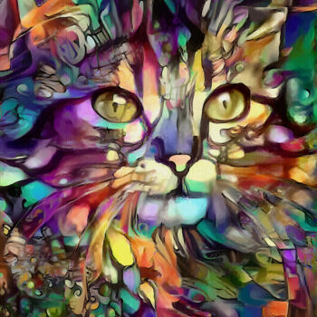 Arts numériques intitulée "Mimbaa, cat" par L.Roche, Œuvre d'art originale, Acrylique