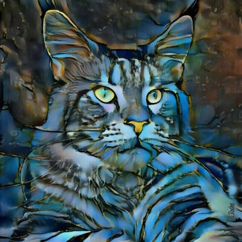 Digitale Kunst mit dem Titel "Heloy Jr., cat" von L.Roche, Original-Kunstwerk, Acryl