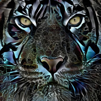 Digital Arts titled "Silver Tiger" by L.Roche, Original Artwork, Acrylic