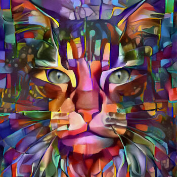 Digitale Kunst getiteld "Salomon JR., cat" door L.Roche, Origineel Kunstwerk, Acryl