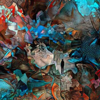 Digitale Kunst mit dem Titel "Blue mountain" von L.Roche, Original-Kunstwerk, 2D digitale Arbeit