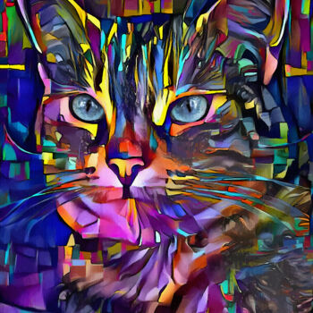 Digital Arts titled "Albane, cat" by L.Roche, Original Artwork, Acrylic
