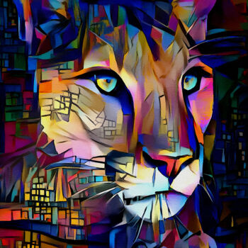 Цифровое искусство под названием "Puma city lights" - L.Roche, Подлинное произведение искусства, Акрил