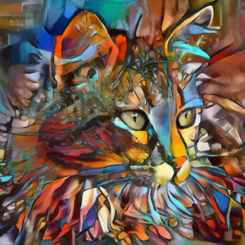 Arts numériques intitulée "Farah, cat" par L.Roche, Œuvre d'art originale, Travail numérique 2D