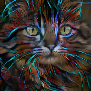 Arts numériques intitulée "Chony, cat" par L.Roche, Œuvre d'art originale, Travail numérique 2D