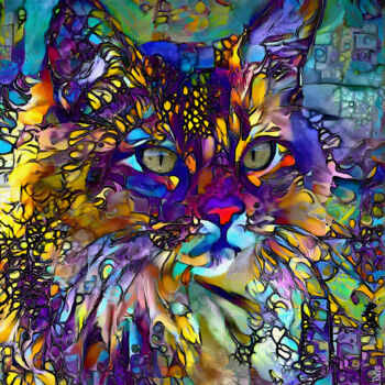 Arts numériques intitulée "Malvita, cat" par L.Roche, Œuvre d'art originale, Travail numérique 2D