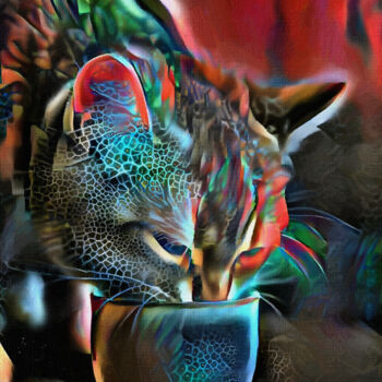 Digitale Kunst mit dem Titel "La hora del gato" von L.Roche, Original-Kunstwerk, 2D digitale Arbeit