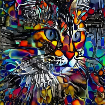 Grafika cyfrowa / sztuka generowana cyfrowo zatytułowany „Jossy, cat” autorstwa L.Roche, Oryginalna praca, 2D praca cyfrowa