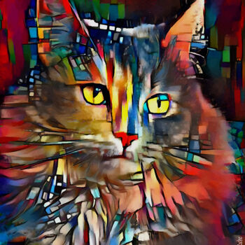 Arts numériques intitulée "Clarita, cat" par L.Roche, Œuvre d'art originale, Travail numérique 2D
