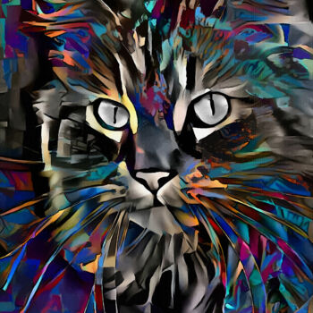 Arts numériques intitulée "Arzzo, cat" par L.Roche, Œuvre d'art originale, Travail numérique 2D