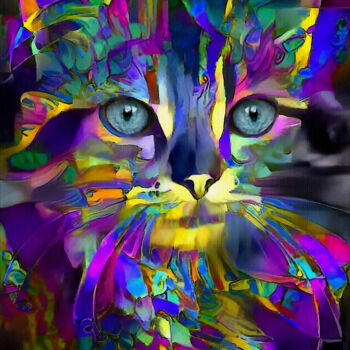 Arts numériques intitulée "Nine, cat" par L.Roche, Œuvre d'art originale, Travail numérique 2D