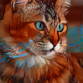 Digitale Kunst mit dem Titel "Barnee, cat" von L.Roche, Original-Kunstwerk, 2D digitale Arbeit