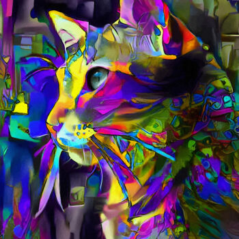 Grafika cyfrowa / sztuka generowana cyfrowo zatytułowany „Neely, cat” autorstwa L.Roche, Oryginalna praca, 2D praca cyfrowa