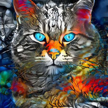 Digital Arts titled "Ermon, cat" by L.Roche, Original Artwork, 2D Digital Work