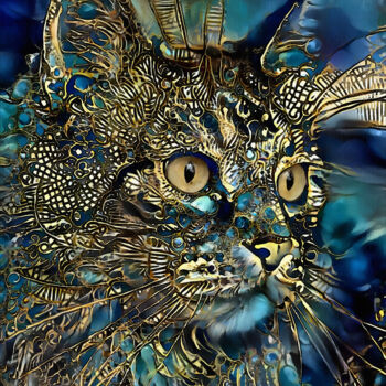 Цифровое искусство под названием "Sonny gold, cat" - L.Roche, Подлинное произведение искусства, 2D Цифровая Работа