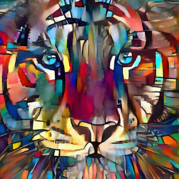 Digitale Kunst mit dem Titel "Agah, Tiger" von L.Roche, Original-Kunstwerk, 2D digitale Arbeit