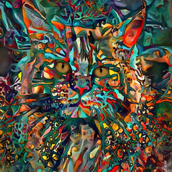 Digital Arts με τίτλο "Jemirey, cat" από L.Roche, Αυθεντικά έργα τέχνης, 2D ψηφιακή εργασία