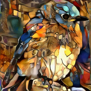 Digitale Kunst mit dem Titel "Oiseau d'Octobre" von L.Roche, Original-Kunstwerk, 2D digitale Arbeit
