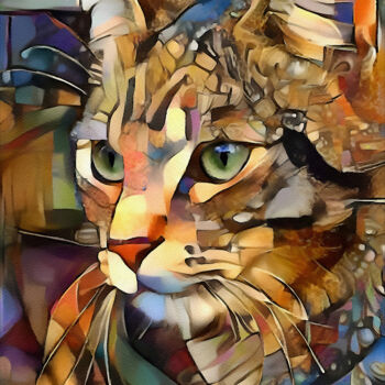 Arts numériques intitulée "Deynim, cat" par L.Roche, Œuvre d'art originale, Travail numérique 2D