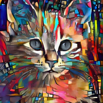 Arts numériques intitulée "Mimilu, cat" par L.Roche, Œuvre d'art originale, Travail numérique 2D