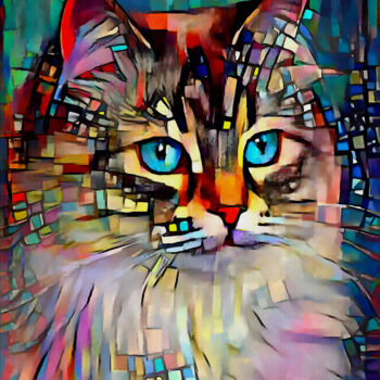 Arts numériques intitulée "Elune, cat" par L.Roche, Œuvre d'art originale, Travail numérique 2D