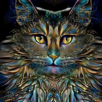 Digitale Kunst mit dem Titel "Lizamoon, cat" von L.Roche, Original-Kunstwerk, 2D digitale Arbeit