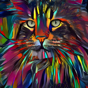 Digital Arts titled "Sandro 5, cat" by L.Roche, Original Artwork, 2D Digital Work