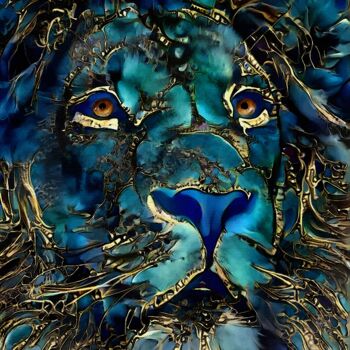 Digitale Kunst mit dem Titel "Señor Rey, Lion" von L.Roche, Original-Kunstwerk, 2D digitale Arbeit