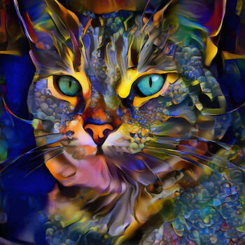 Arts numériques intitulée "Dario, cat" par L.Roche, Œuvre d'art originale, Encre