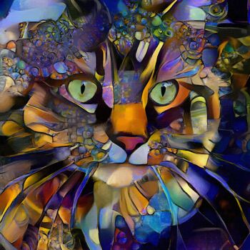 Artes digitais intitulada "Mishablue, cat" por L.Roche, Obras de arte originais, Acrílico