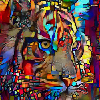 Digitale Kunst mit dem Titel "Arkam, tiger" von L.Roche, Original-Kunstwerk, Acryl