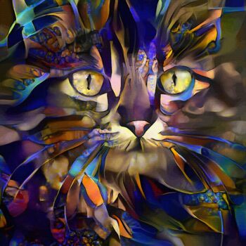 Arts numériques intitulée "Aluna, cat" par L.Roche, Œuvre d'art originale, Acrylique