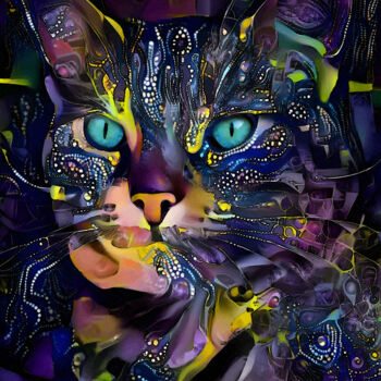 Arts numériques intitulée "Tymo, cat" par L.Roche, Œuvre d'art originale, Encre
