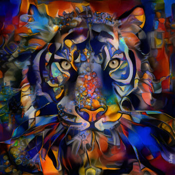 Цифровое искусство под названием "Volkan, tiger" - L.Roche, Подлинное произведение искусства, Акрил