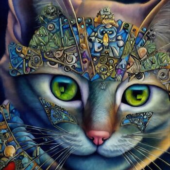 Arte digitale intitolato "Talisman, cat" da L.Roche, Opera d'arte originale, Lavoro digitale 2D