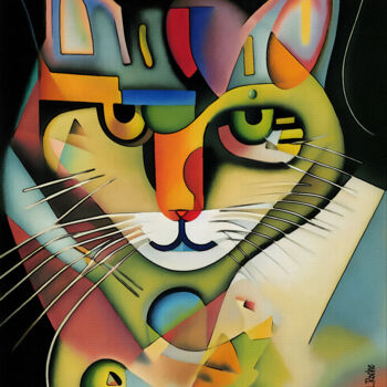 Digitale Kunst mit dem Titel "Jaen, cat" von L.Roche, Original-Kunstwerk, Acryl