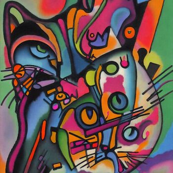 Digital Arts titled "Denia, cat" by L.Roche, Original Artwork, Acrylic
