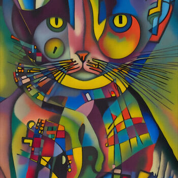 Цифровое искусство под названием "Elche, cat" - L.Roche, Подлинное произведение искусства, Акрил