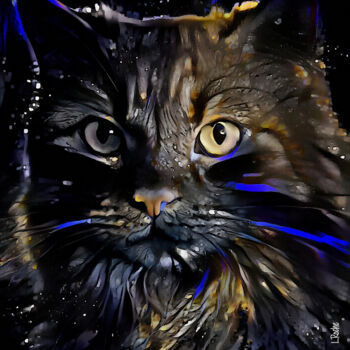 Digital Arts titled "Marlyn, cat" by L.Roche, Original Artwork, Acrylic