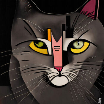 Grafika cyfrowa / sztuka generowana cyfrowo zatytułowany „Bandido cat” autorstwa L.Roche, Oryginalna praca, Akryl