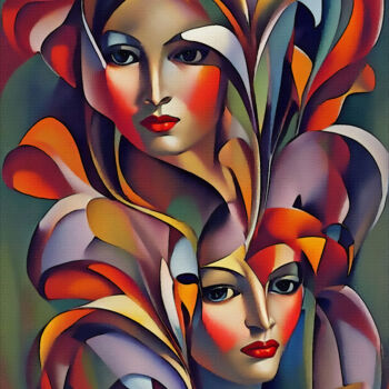 Arts numériques intitulée "Flor Sisters" par L.Roche, Œuvre d'art originale, Acrylique