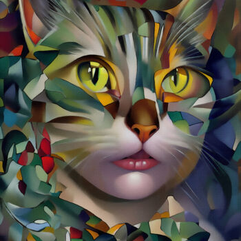 Digital Arts titled "Ariel cat" by L.Roche, Original Artwork, Ink