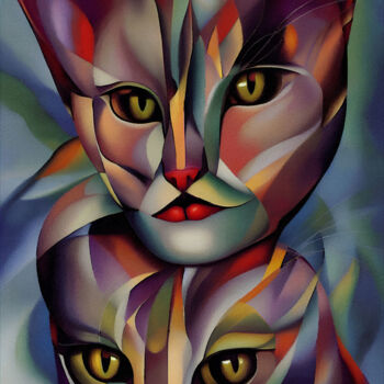 Digital Arts με τίτλο "Cat descendance" από L.Roche, Αυθεντικά έργα τέχνης, Μελάνι