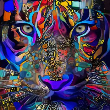 Arts numériques intitulée "Erem tiger" par L.Roche, Œuvre d'art originale, Acrylique