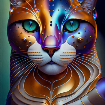 Arts numériques intitulée "Tribus cats 3" par L.Roche, Œuvre d'art originale, Encre