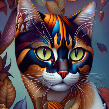 「Tribus cats 6」というタイトルのデジタルアーツ L.Rocheによって, オリジナルのアートワーク, インク