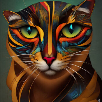 Arts numériques intitulée "Tribus cats 4" par L.Roche, Œuvre d'art originale, Encre