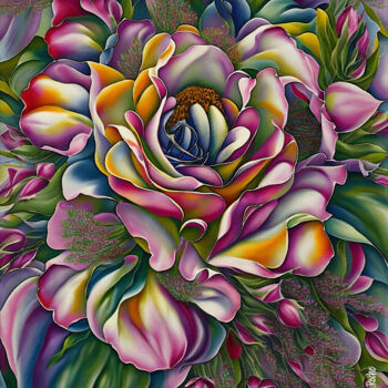 Digital Arts titled "Rosa de Septiembre" by L.Roche, Original Artwork, Watercolor