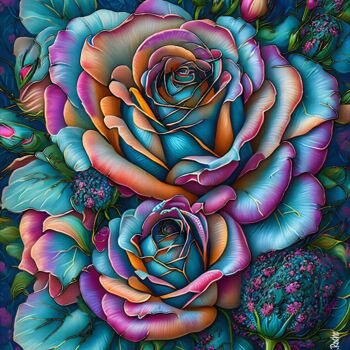 Arts numériques intitulée "Rosa de Febrero" par L.Roche, Œuvre d'art originale, Encre